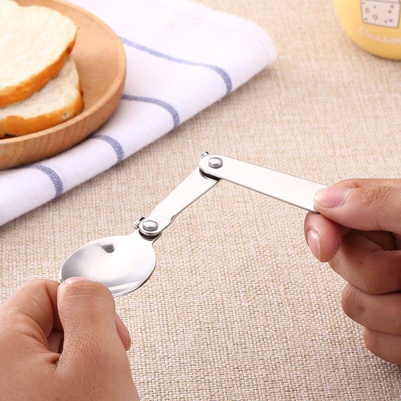 Stainless Steel Folding Spoon Outdoor Camping Picnic Fork Spoon Multifunctional Portable Mini Fork Spoon Camping Equipment Tools