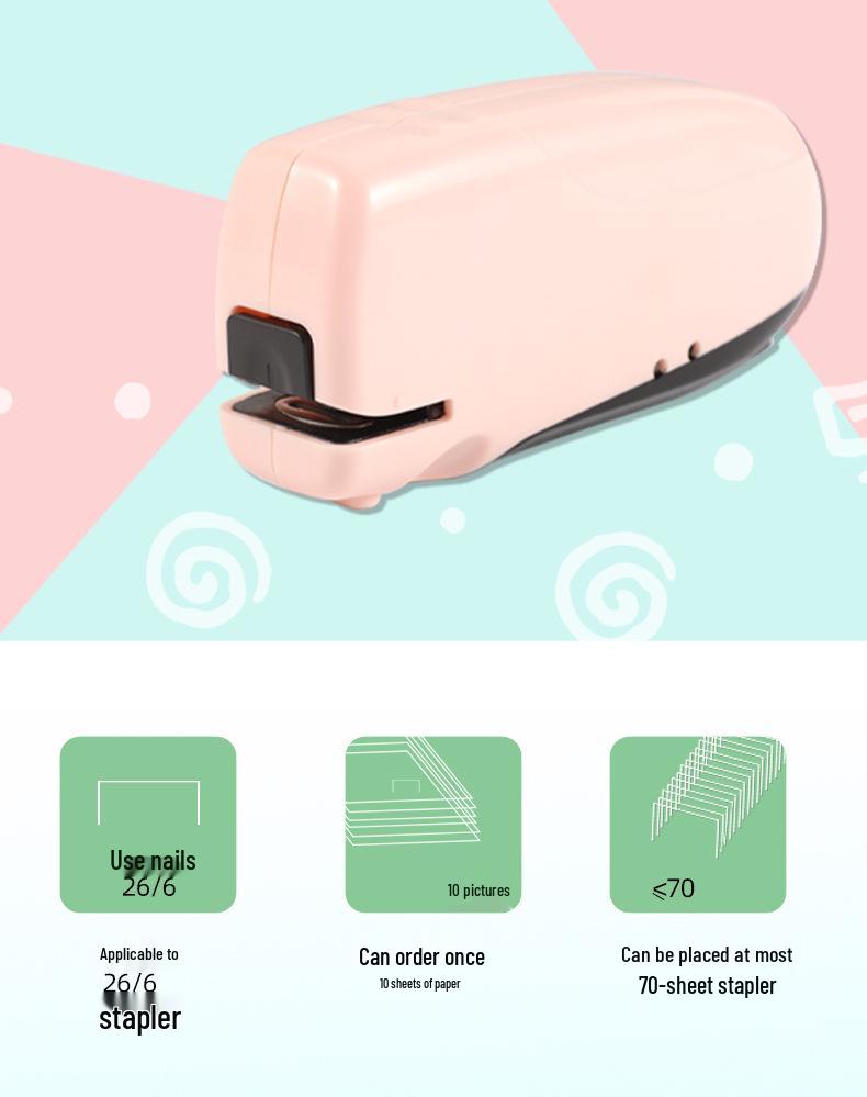 Rechargeable Electric Stapler - Cute Cartoon Design, No. 12, 24/6 Size for Daily Office Use