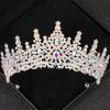 Silver Ab Crystal Tiaras and Crowns Headband for Women Rhinestone Diadem Bridal Wedding Hair Accessories Jewelry Crown Tiara