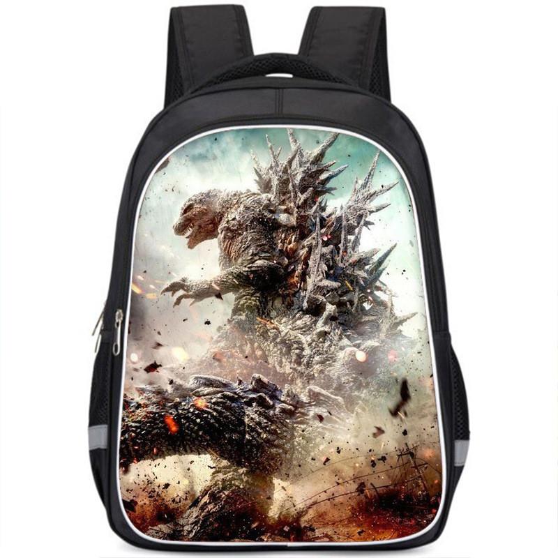 Godzilla Backpack Large Capacity School Bag With Movie Poster Print For Boys Nylon Material
