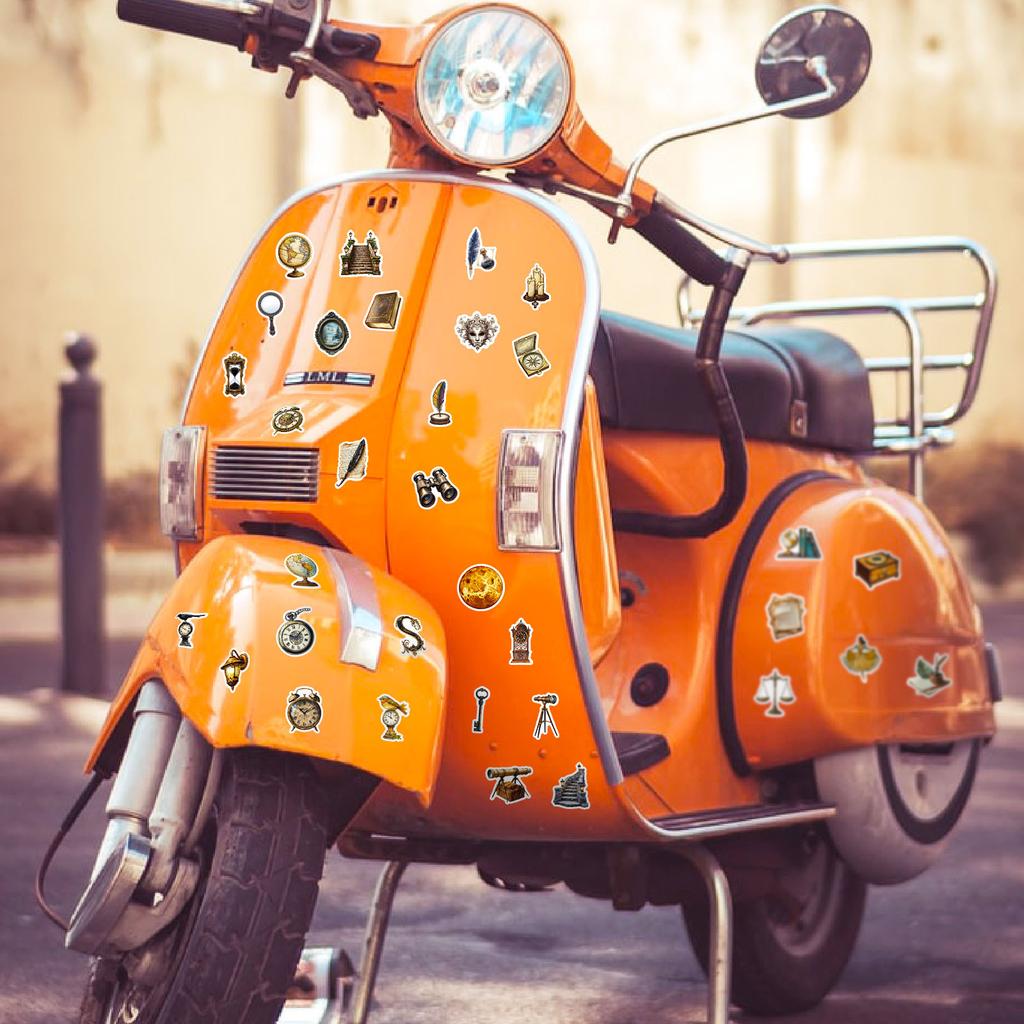 New 50 European Retro Old Objects Graffiti Stickers Poster Style Hand Account Decoration Material Stickers