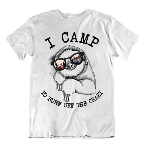 Camping Outdoor Trip T-Shirt Cool Crazy Sloth Gift Cute Funny Fresh L
