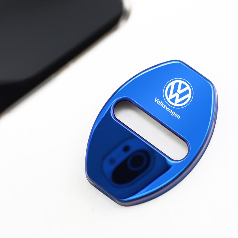 4Pcs Metal Car Door Lock Cover Protective Buckle Cover Sticker For VW Golf Polo Tiguan Touran Jetta Passat CC T5 GTI Magotan GTD zr9