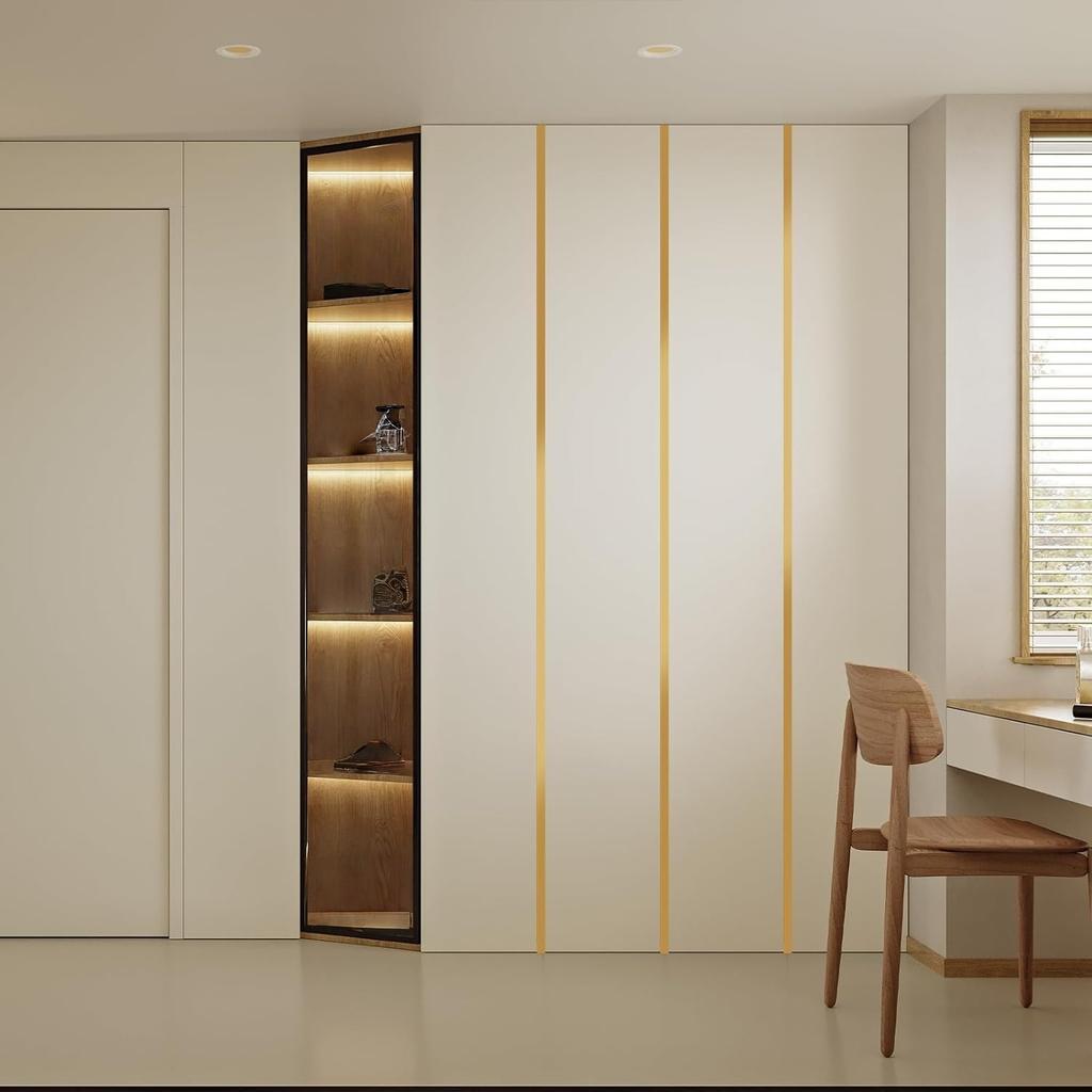 1pc 5m/196.85in Mirror Wall Sticker Stainless Steel Mirror Wall Moulding Trim Wall Ceiling Edge Strip Flat Decor Lines Living