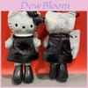 Hello Kitty Black Angel Cat Plush Keychain With Long Legs Heart Pendant For Bag Decor