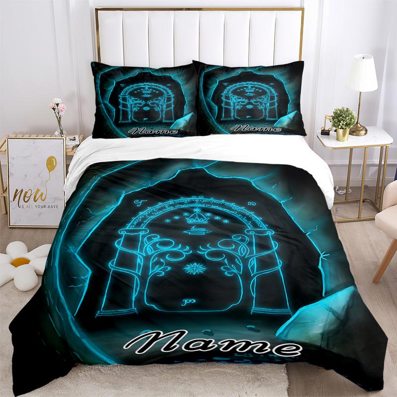 Custom Textile Golden Bedding 3 Piece Set HD Print Duvet Cover Pillowcases for Teens Adult Bedroom Decoration