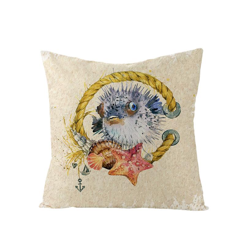 Home Marine Life Polyester Printed Pillow Case Combination Car Pillow Cushion Cover