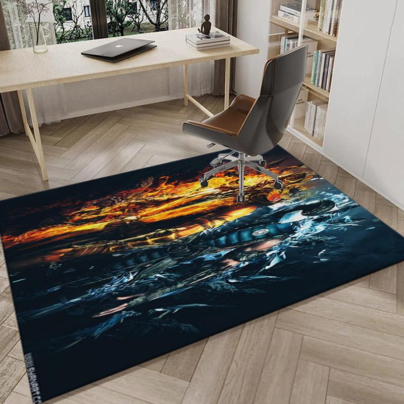 Kombat Dragon In Flames Carpet, Chair Rug,Rug for Office Bedroom Living Rooms, Doormat Decor Fan Gift Christmas Gift