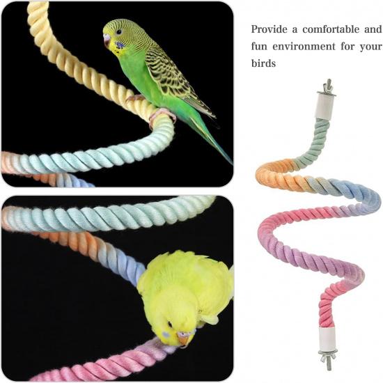 2pcs Gradient Colorful Bird Rope Perch Stand,Bird Cage Climbing Rope Toys Accessories,Bendable Climbing,Parakeet Lovebirds Cockatiels Budgies Play