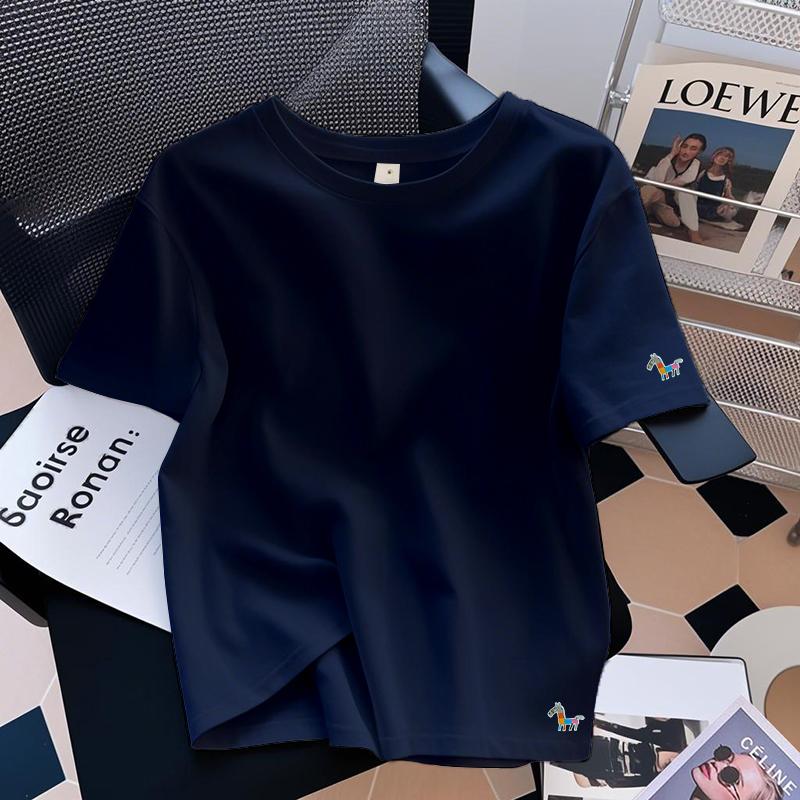 White cotton design sense front shoulder short-sleeved t-shirt women's 2025 summer new explosion foreign style loose and versatile top