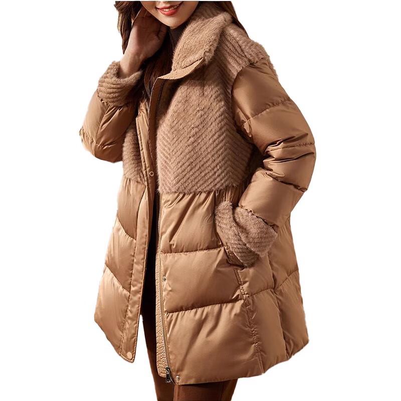 JIANHU Women's Mid-Length White Duck Down Winter Coat