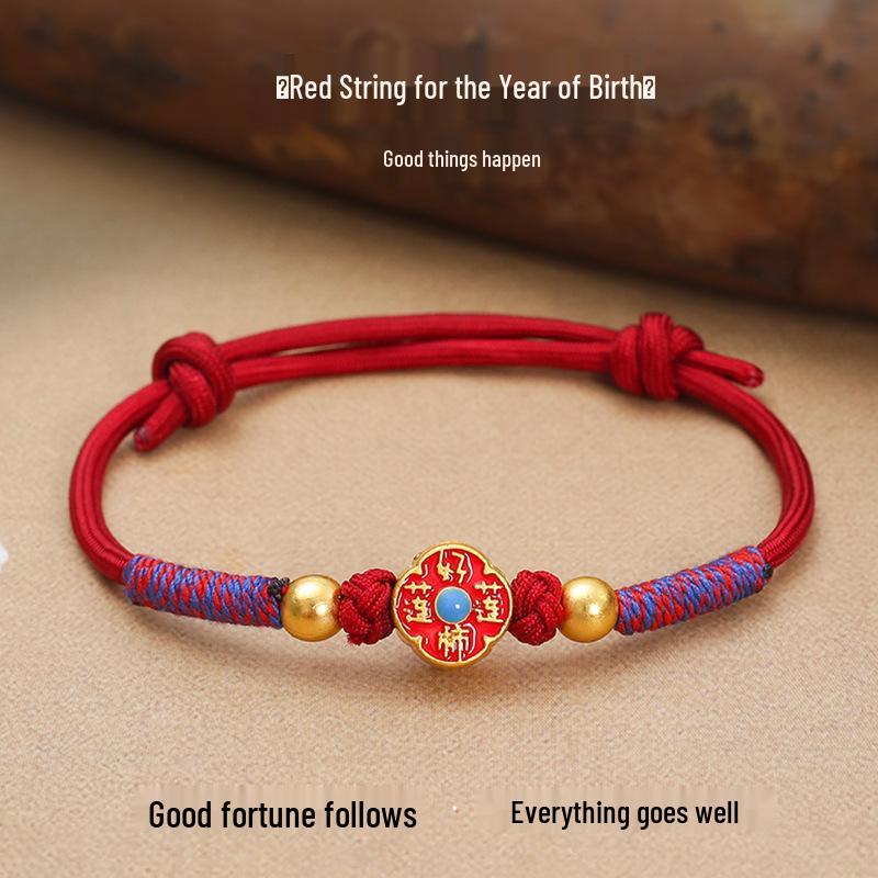 Brățară Etnică Nouă cu Șnur Roșu cu Accesorii din Aliaj Electroplacat pentru Bărbați și Femei - Design în Cinci Culori pentru Festivalul Bărcilor Dragonului.