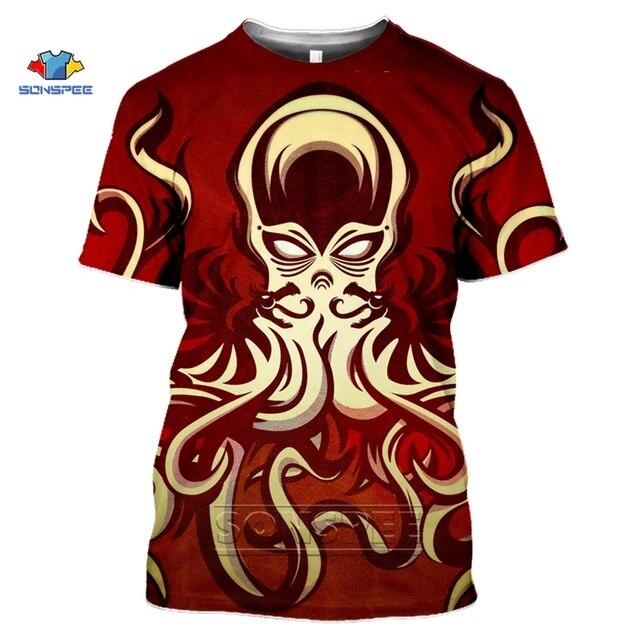 

Футболка с 3D принтом «Ктулху и Лавкрафт Мискатоник» для мужчин, забавный летний топ с круглым вырезом для женщин «Зов Ктулху» XS