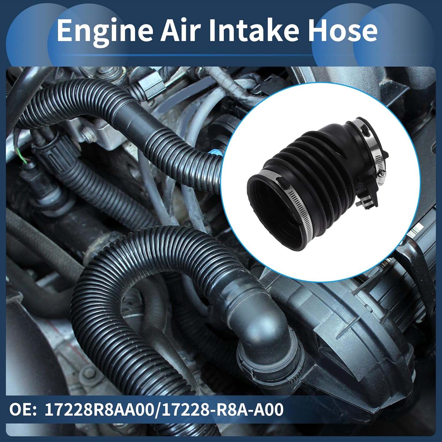 

Engine Air Intake Hose for Honda for Acura RDX 3.5L 2013-2018 Air Intake Duct No.17228R8AA00 Rubber 1 Pc Clamp