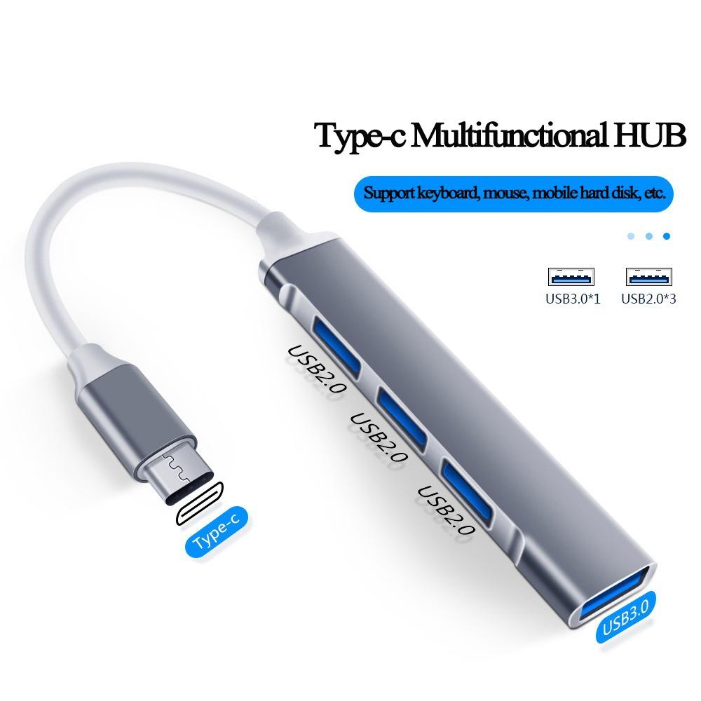 

4-портовый USB 3.0 USB-концентратор высокоскоростной тип c-разветвитель 5 Гбит/с для ПК компьютерные аксессуары многопортовый концентратор 4 порта 2.0 typec3.0 Grey