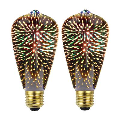1/2pcs Golden Firework Vintage LED Bulb, 3D Starry Sky Light, AC85-265V E27 4W LED 2300K Warm Light For Holiday Party Decor 2.51"X5.62"