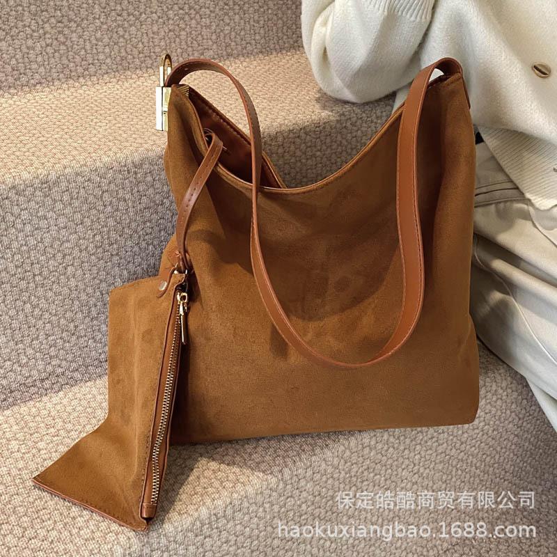 Frosted Retro Bag Women's Large Capacity 2025 New Autumn and Winter Versatile Casual Single Shoulder Child and Mother Bag Commuter Tote Bag