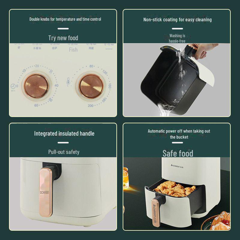 Chigo Smart Large Capacity Multifunctional Non-Stick Smokeless Air Fryer