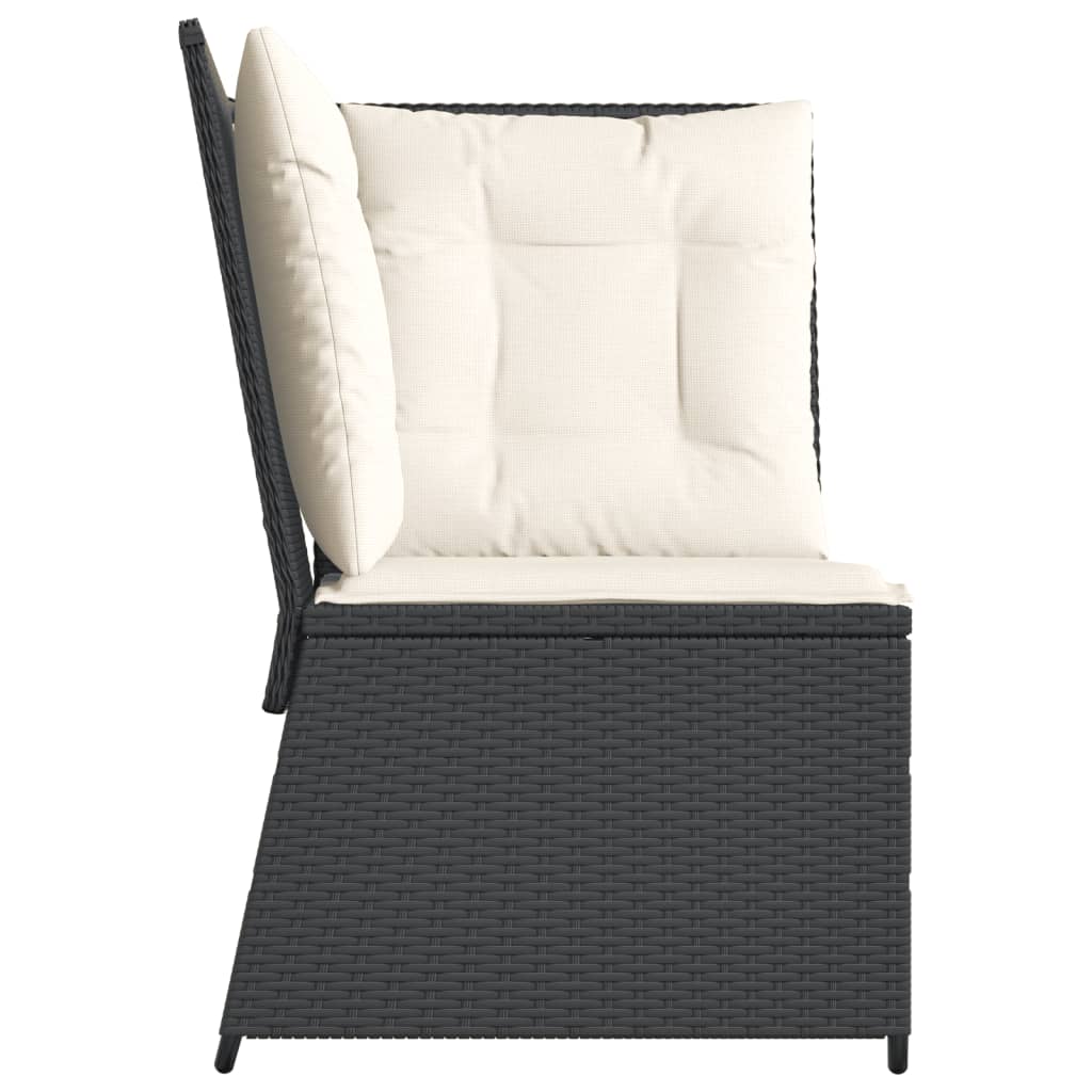 Vidaxl Corner Sofa Module With Cushions, Black, Poly Rattan