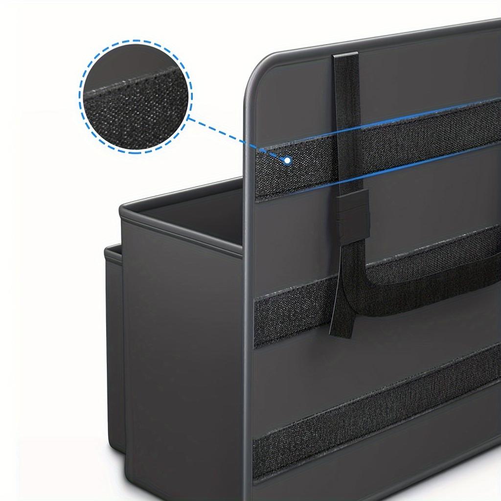 Premium PU Leather Car Seat Back Organizer - Foldable Storage Bag with Multiple Compartments for Vehicle Trunk Organization, Black, Car Storage