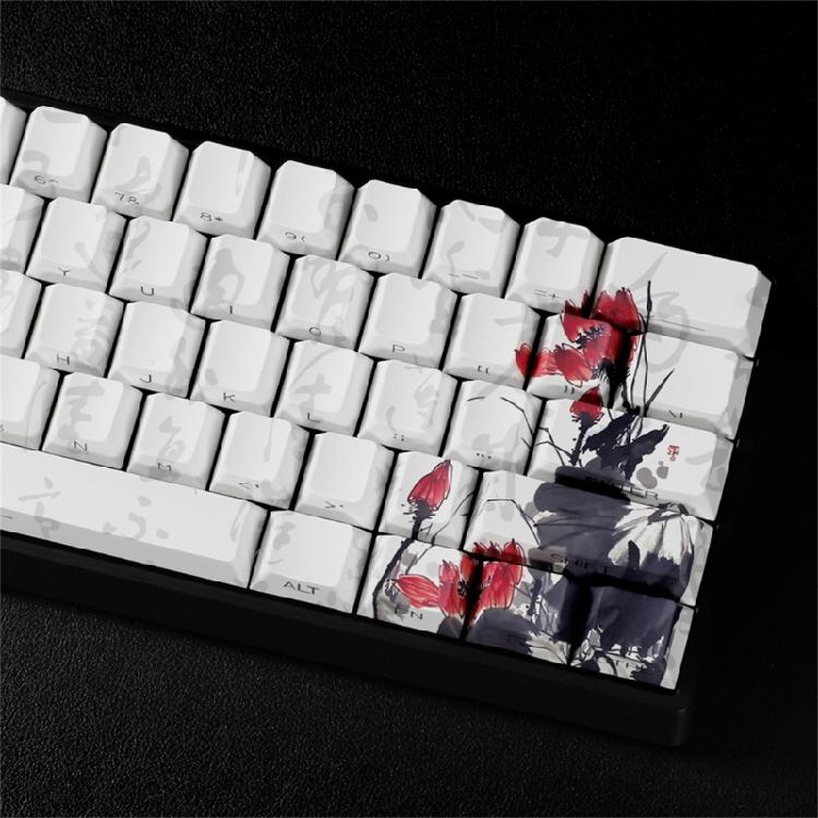 Professional PBT Keycaps MXes 60/68Keys Dyes Sublimated Plums Flower Pattern Ergonomic OEM Profile Computer Access