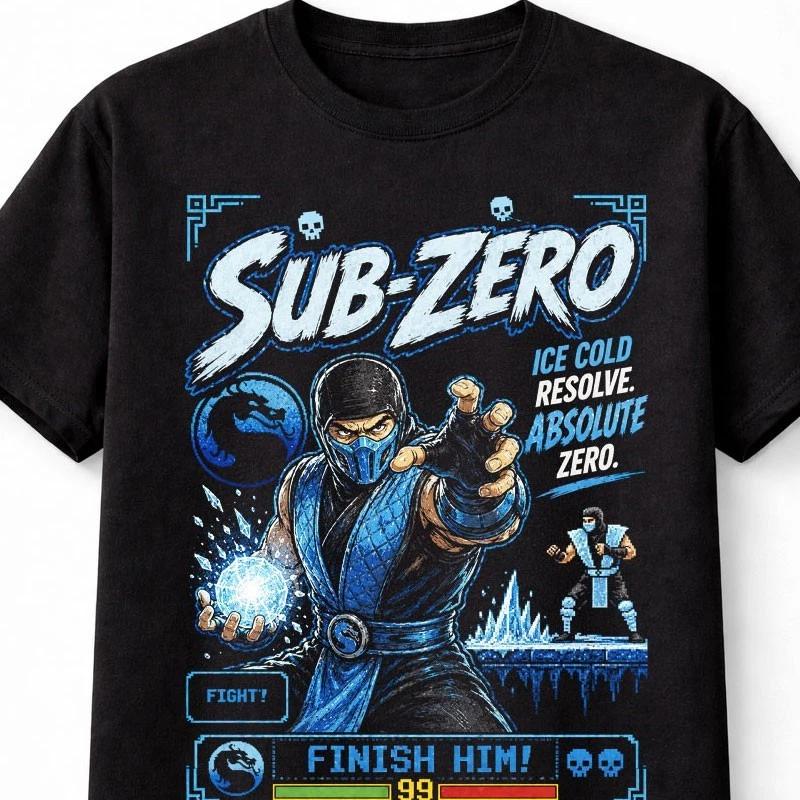 Sub Zero Mortal Kombat Retro Arcade Fighter Unisex TShirt S