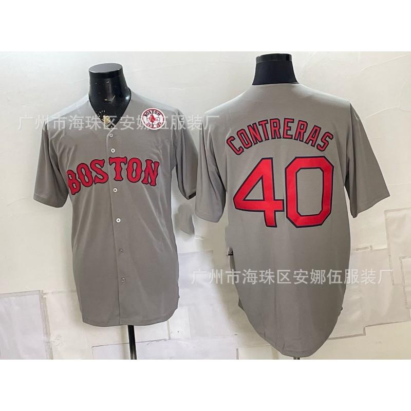 Maglietta da Baseball Unisex Ricamata Boston Red Sox Abbigliamento Sportivo Miscela di Cotone Traspirante Abbigliamento per tifosi