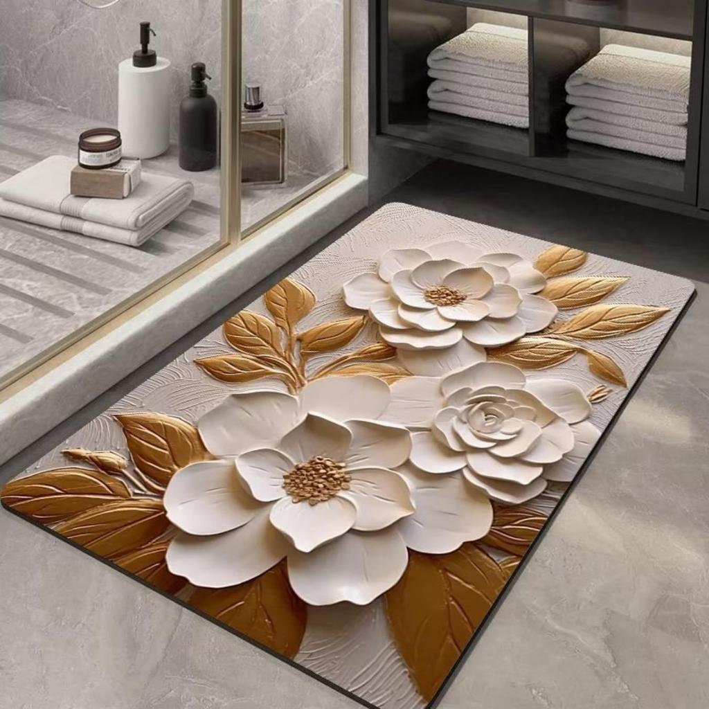 Diatom Printing Bathroom Thickening Mat Bath Non-slip Carpets In Wash Basin Bathtub Side Floor Rug Shower Room Doormat Memory Foam 3D Pad