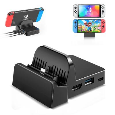 Suport Doc OLCLSS pentru Nintendo Switch cu Mod USB 4K Căldură Design Compact Comutare TV/Masă, Port Tip-C, Suport, Disipare, (Negru) (1 Port)