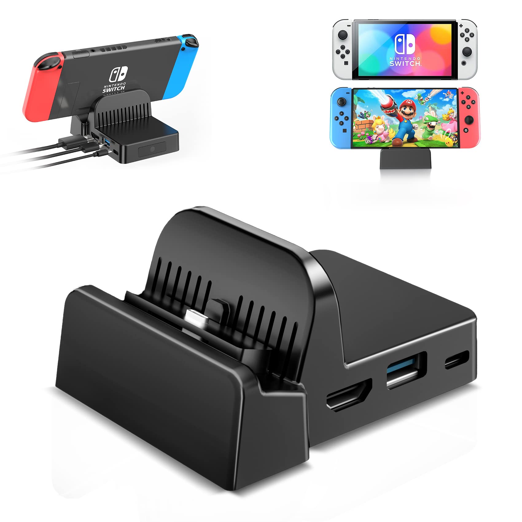 

OLCLSS Nintendo Switch Dock Stand with Mode USB 4K Heat Compact Design TV/Tabletop Switching, Type-C Port, Support, Dissipation, (Black) (1 Port) чёрный
