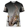 3D Print Saxophone Men Women T-shirts Summer Casual Short Sleeve Jazz Tshirts Streetwear O Neck Oversized Harajuku Y2k Kids Tops