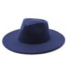 Wool Top Hat Casual Jazz Hat Tide Flat-Brimmed British Hat Ladies Big-Edged Retro Felt Hat