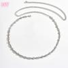 HY  Women Figure 8 White Rhinestone Geometric Fine Beach Sexy Belt Slender Waist Body Chain Versatile Dress Accessories