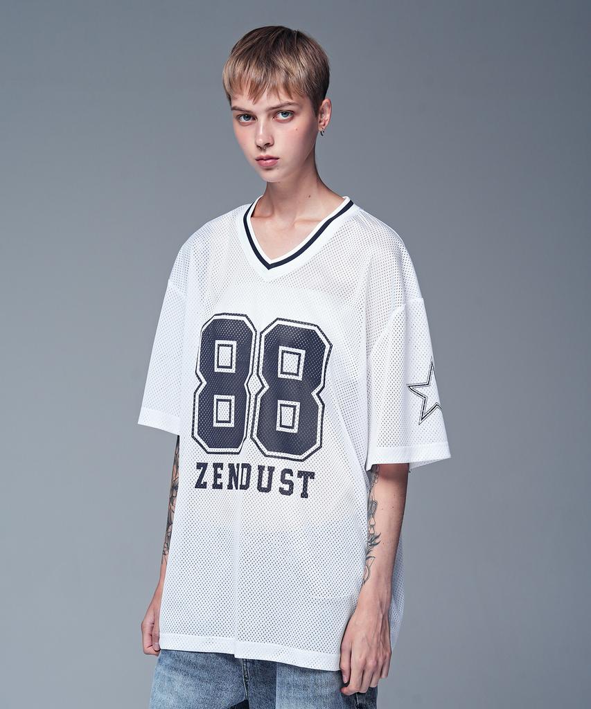 ZENDUST 88 Star Mesh Football Jersey T-Shirt White