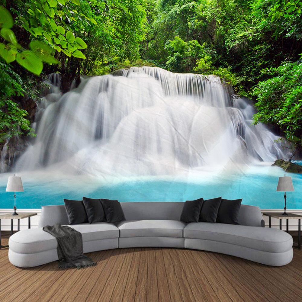 Tapestry wall hanging, home decoration, jungle waterfall, flower forest, room wall background, living room, bedroom decoration