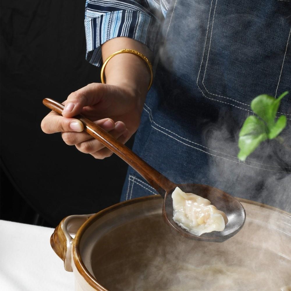 1Pc Big Size Mixing Spoon Long Handle Serving Spoon Japanese Style Wood Tableware Dining Tableware
