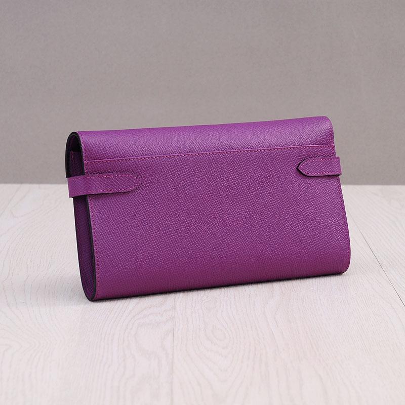 Cartera larga elegante de piel de vaca con estampado de palmeras para mujer