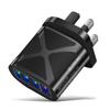48W QC3.0 4-Port USB Fast Charger with US EU UK Plugs
