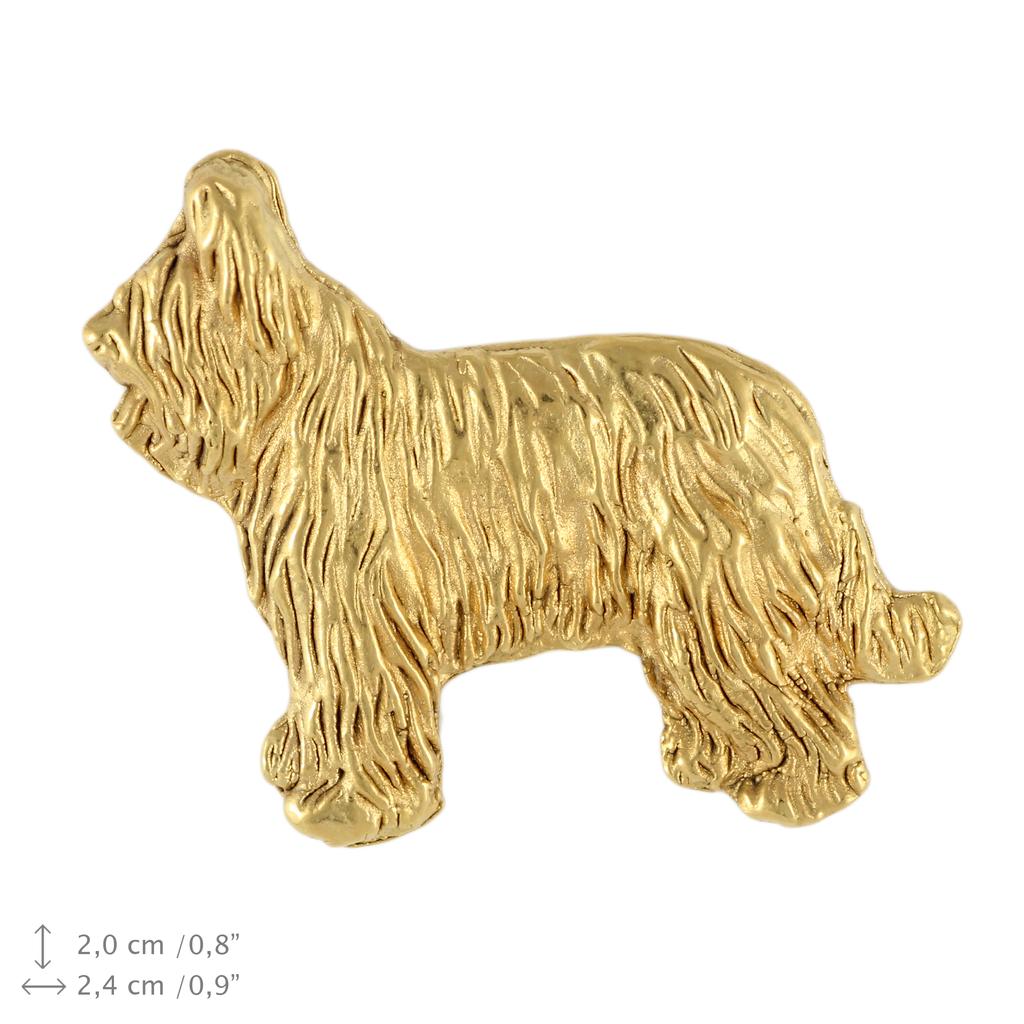 Briard, Berger de Brie II - Dog brooch in decorative box, elegant gold-plated pin, Art-Dog brand jacket pin