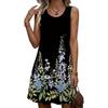 Summer Sleeveless Floral Pattern Fashion Women Mini Dresses  Prined Beach Casual Ladies Dress  Plus Size Loose Dress