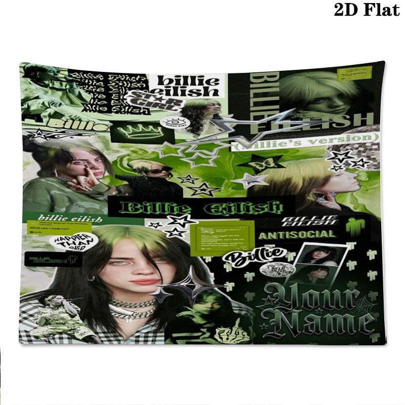 Arazzo da Parete con Nome Personalizzato Billie Eilish Appeso Estetico alla Parete Coperta in Tessuto Stampato Arazzi Decorativi per Camera da Letto Soggiorno Decorazioni per la Casa