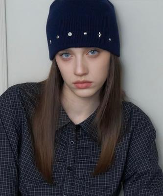 Jenadu Eddie Studded Beanie_Navy