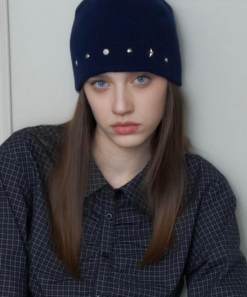 Jenadu Eddie Studded Beanie_Navy