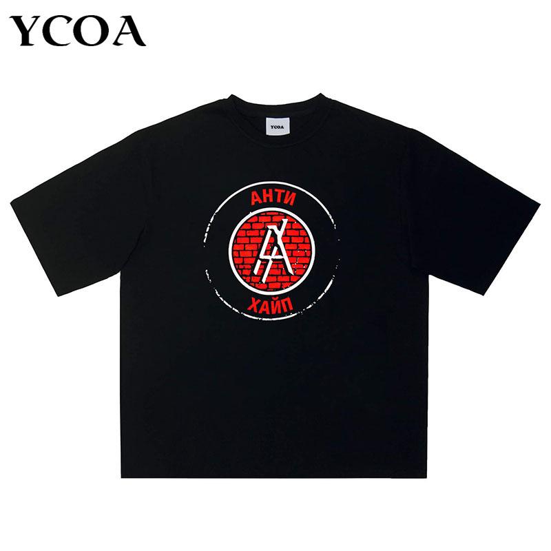Herren-T-Shirt aus Baumwolle mit Grafikprint, Oversized-Schnitt, koreanischer Mode, Kurzarm-Tops, Y2K-Streetwear-Ästhetik, Harajuku-Unisex-Kleidung