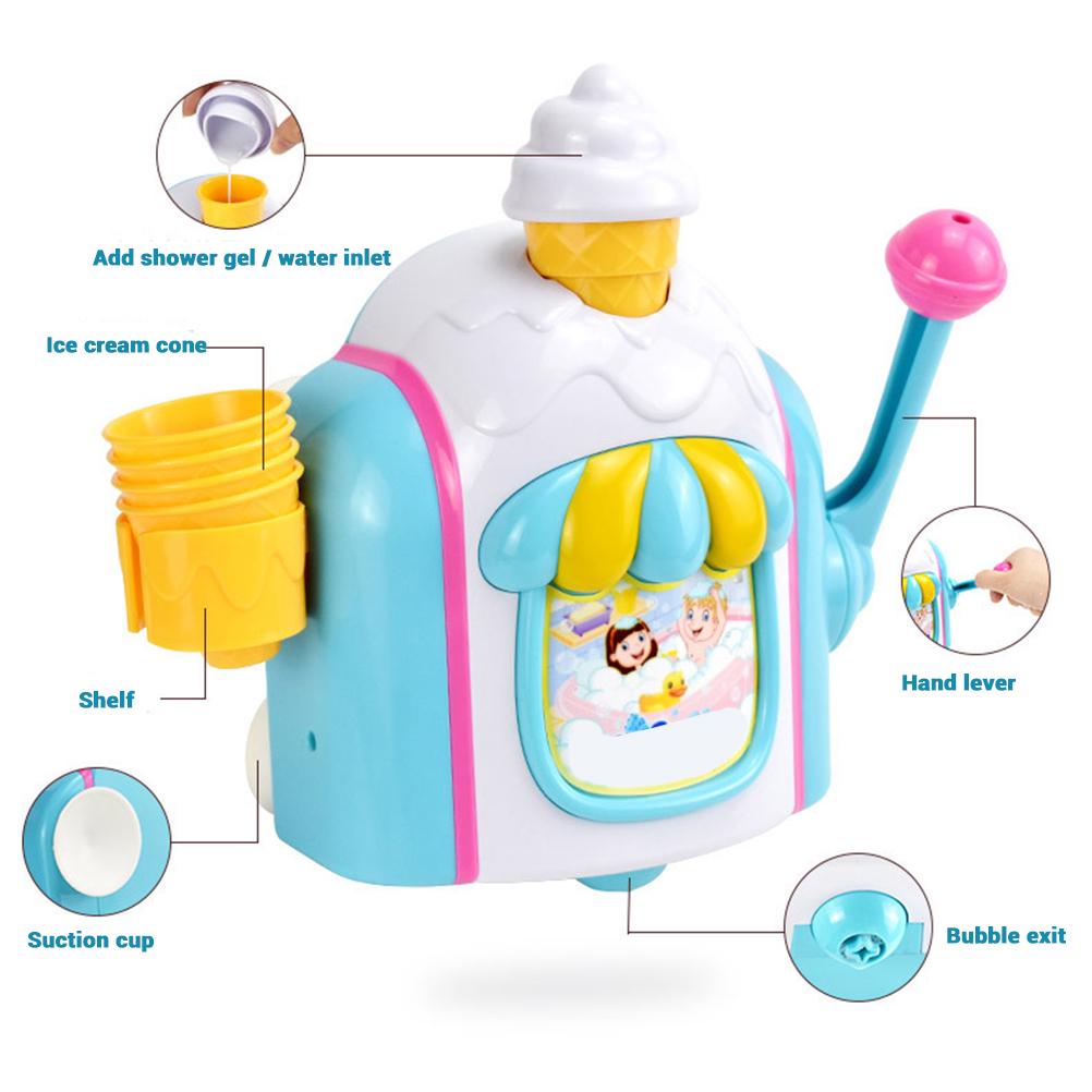 Macchina per Gelati Macchina per Bolle Giocattoli da Bagno Divertente Fabbrica di Coni di Schiuma Giocattolo per Vasca da Bagno Regalo