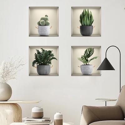 Creative False Window Green Plant Potted Wallpaper Living Room Bedroom Decorative Wall Sticker Self-Adhesive Wall Stickers