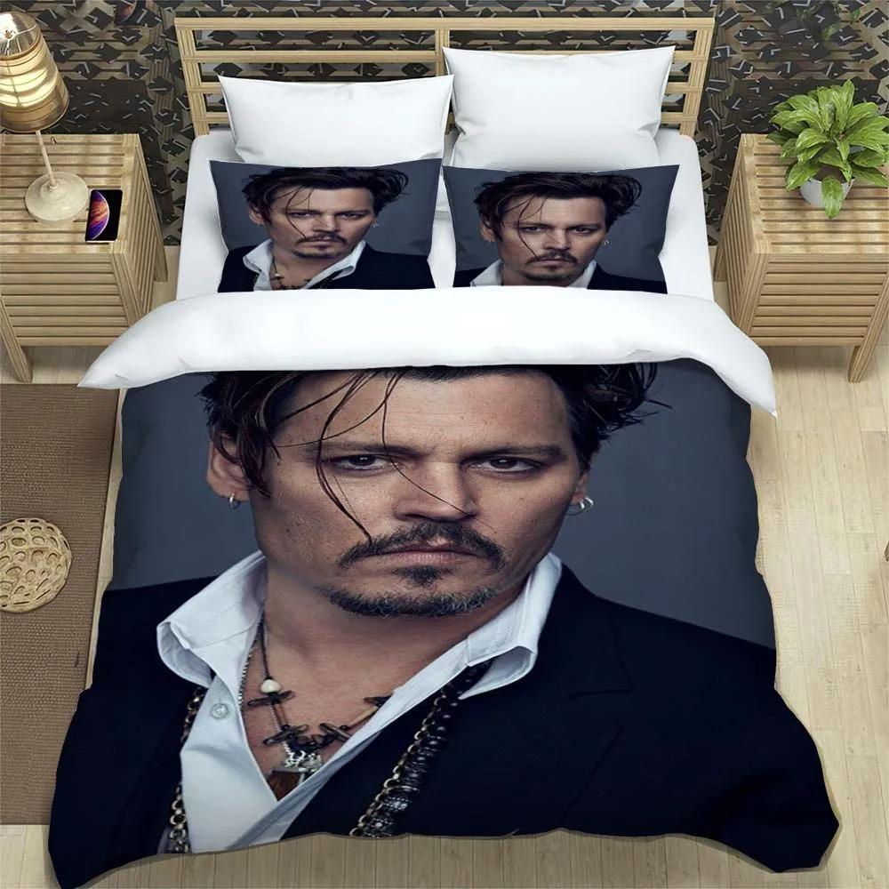 Johnny Depp Pattern Quilt Cover With Pillowcases 3D Digital Printed Bedding Set Twin Full Queen King Gift