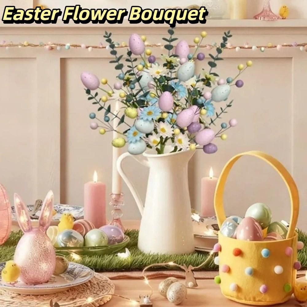 Realistic Easter Flower Bouquet Decorative Colorful Artificial Berries Floral DIY Berry Easter Egg Branch Office Desktop
