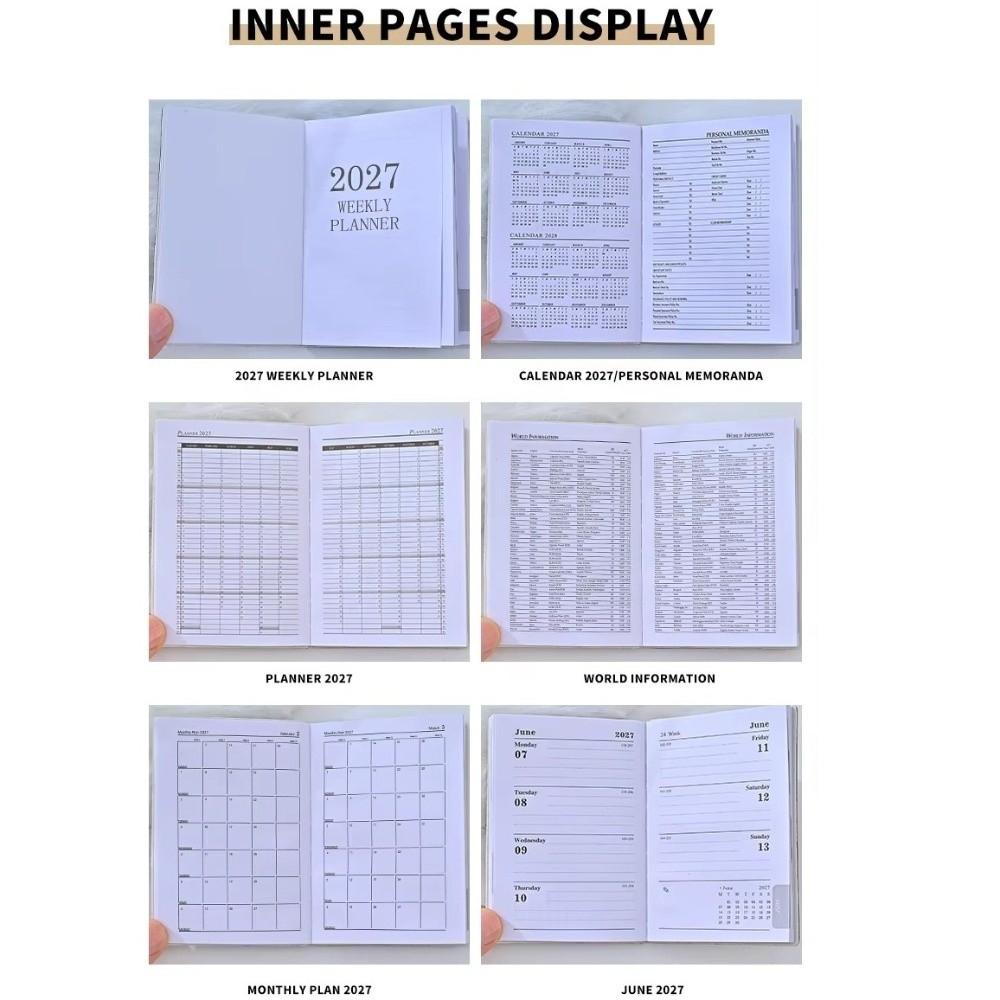 64 Sheets 2027 Agenda Book Leather Cover Pocket Planner Diary Book English Plan Book  Personal Time
