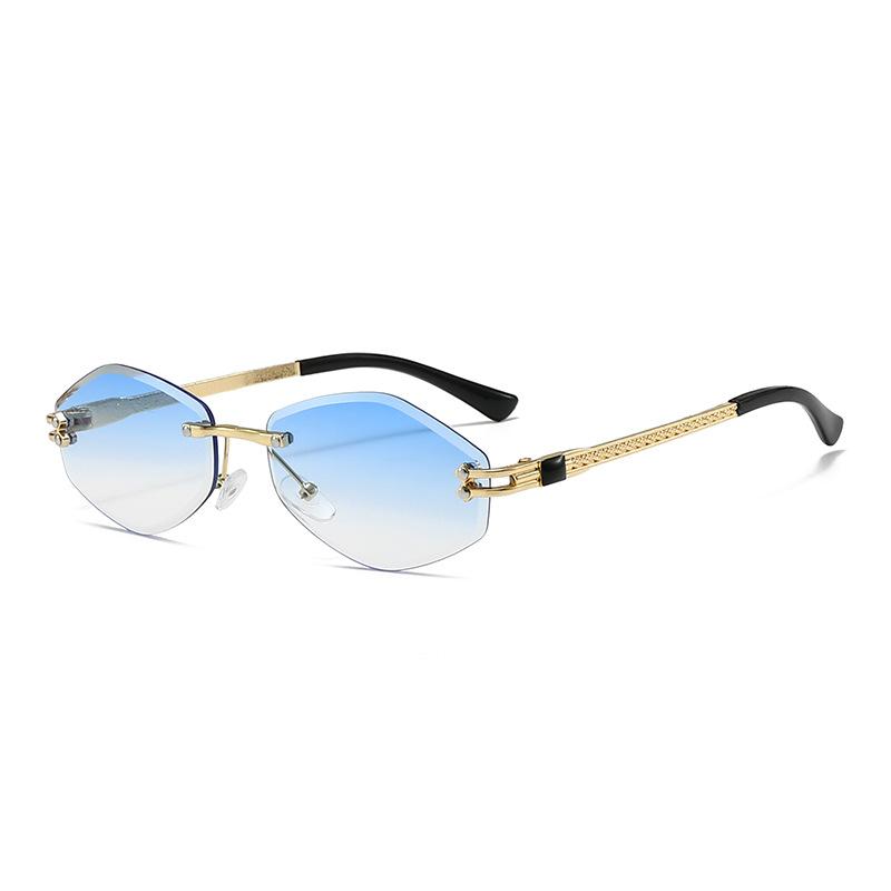 Sunglasses women's high-end fashion hip-hop frameless trimmed multilateral rhombus sunglasses men's fashion new European and American